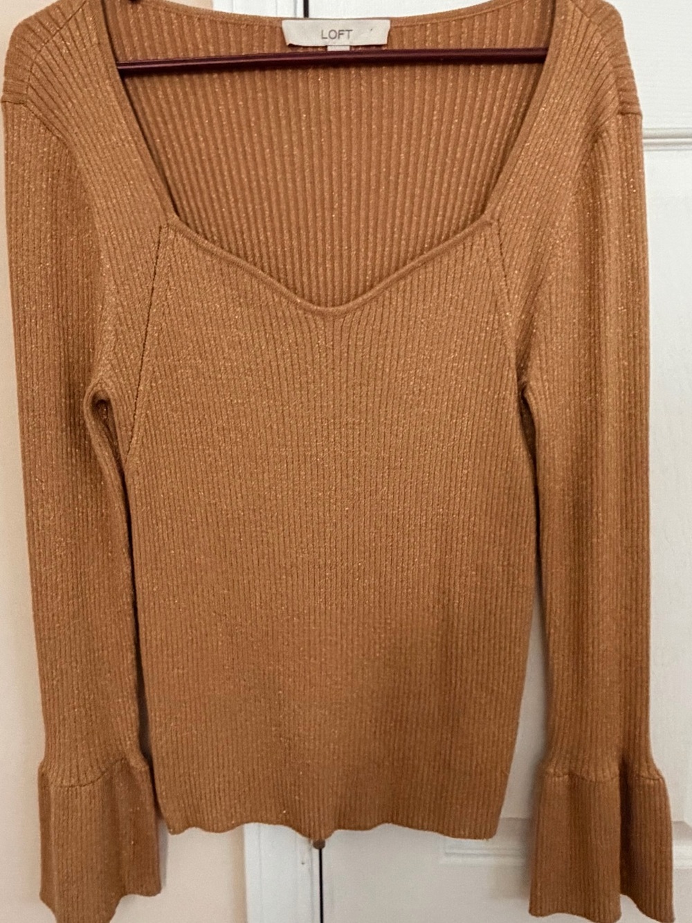 Loft Gold Colored Woman’s L Long Sleeve Top